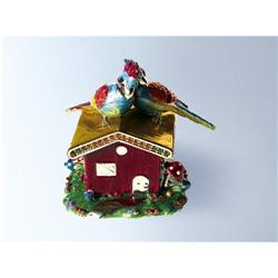 LOVE BIRDS GOLD SWAROVSKI CRYSTAL BOX JEWELRY NEW1074