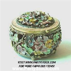 FLOWER BOX JEWELRY GOLD AUSTRIAN CRYSTAL Green