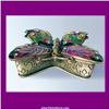 Image 1 : GOLD CRYSTAL ENGRAVED VINTAGE BUTTERFLY BOX JEWELRY COLORS!