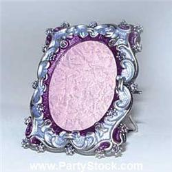 1" OVAL PHOTO FRAME GOLD CRYSTALS PURPLE