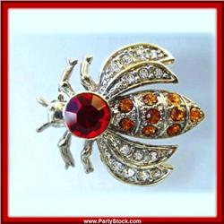 BUMBLE BEE PIN BROOCH GOLD SWAROVSKI CRYSTALS