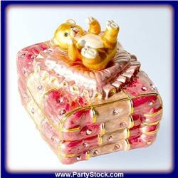 GOLD BABY BEAR PINK BOX JEWELRY SWAROVSKI CRYSTAL BOX JEWELRY NEW1180 PK