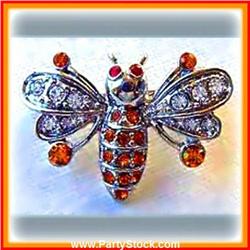 BEE PIN BROOCH GOLD SWAROVSKI CRYSTALS GREEN