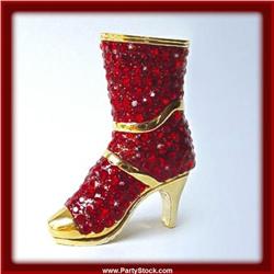 GOLD RED BOOT SWAROVSKI CRYSTAL BOX JEWELRY NEW118 RD