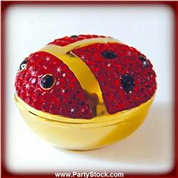 1" LADYBUG GOLD SWAROVSKI CRYSTALS BOX JEWELRY