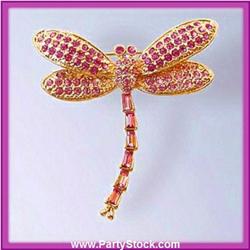 DRAGONFLY PIN BROOCH GOLD SWAROVSKI CRYSTALS