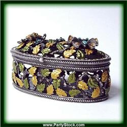 BUTTERFLY BEE GOLD SWAROVSKI CRYSTALS BOX JEWELRY