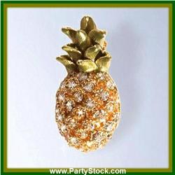 PINEAPPLE PIN BROOCH GOLD SWAROVSKI CRYSTALS