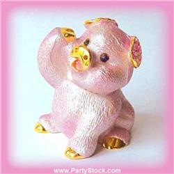 PINK PIG GOLD SWAROVSKI CRYSTAL BOX JEWELRY
