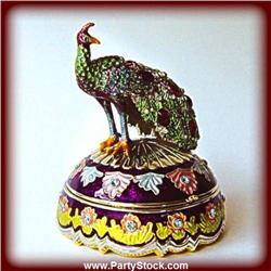 GOLD SWAROVSKI CRYSTAL PEACOCK BOX JEWELRY