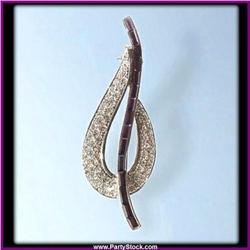 ART DECO PIN BROOCH GOLD SWAROVSKI CRYSTALS