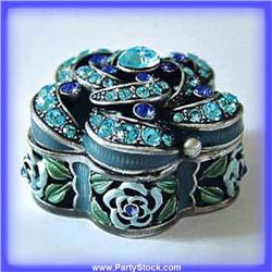 BLUE ROSE GOLD SWAROVSKI CRYSTALS BOX JEWELRY TRINKET