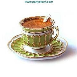 NEW GOLD SWAROVSKI CRYSTALS GREEN TEACUP BOX JEWELRY