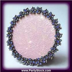 GOLD AUSTRIAN CRYSTAL BLUE WREATH ROUND FRAME