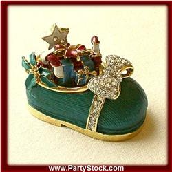 GOLD BLUE BABY SHOE BOX JEWELRY SWAROVSKI CRYSTAL NEW180 BL