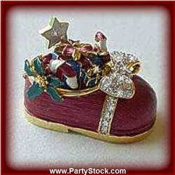 Blue Shoe Gifts Crystals GOLD CHRISTMAS BOX JEWELRY