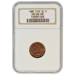 1886 Indian Cent Type 2 NGC MS64RB