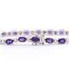 Image 2 : Plated Rhodium 7.45ctw Amethyst and Diamond Bracelet