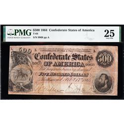 1864 $500 T-64 Confederate States of America PMG 25