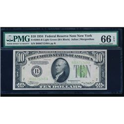 1934 $10 New York Federal Reserve Note PMG 66EPQ