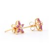 Image 2 : Plated 18KT Yellow Gold 1.05ctw Ruby and Diamond Earrings