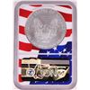 Image 2 : 2019-W $1 Burnished American Silver Eagle Coin NGC MS70 Independence Day Flag Core