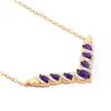 Image 2 : Plated 18KT Yellow Gold 1.70ctw Amethyst and Diamond Pendant with Chain