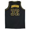 Image 1 : Magic Johnson Signed Black Pro Style Jersey Black Numbers Gold Trim BAS Witness