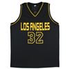 Image 3 : Magic Johnson Signed Black Pro Style Jersey Black Numbers Gold Trim BAS Witness