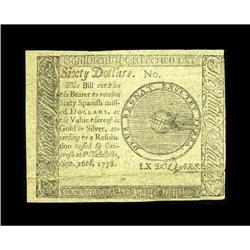 Continental Currency September 26, 1778 $60 Counterfeit