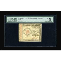 Continental Currency January 14, 1779 $1 PMG Choice Ext