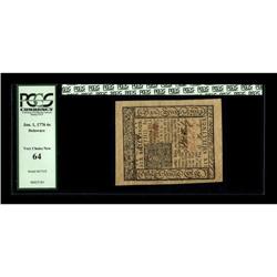 Delaware January 1, 1776 6s PCGS Very Choice New 64. Th