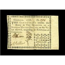 Georgia 1776 $1/4 Extremely Fine-About New. This is a g