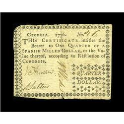 Georgia 1776 $1/4 Very Fine. The center split has been