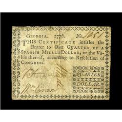 Georgia 1776 $1/4 Fine. This note is from a scarce two