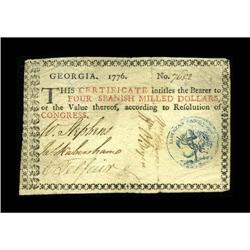 Georgia 1776 $4 Very Fine-Extremely Fine.