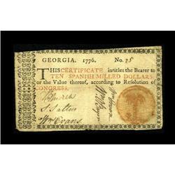 Georgia 1776 $10 Very Fine. Perfect for the grade, with