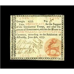 Georgia June 8, 1777 $4 Very Fine-Extremely Fine. Sever