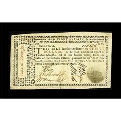 Georgia May 4, 1778 $30 Extremely Fine-About New. This