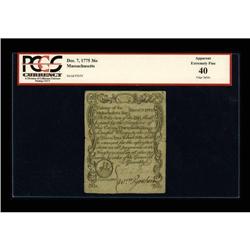 Massachusetts December 7, 1775 36s PCGS Apparent Extrem