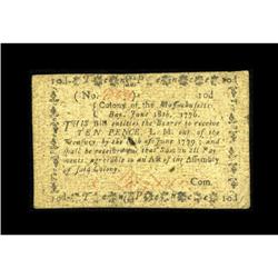 Massachusetts June 18, 1776 10d Very Fine-Extremely Fin