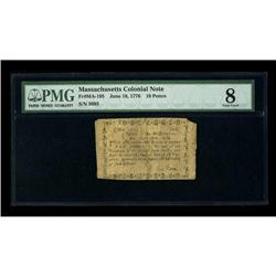 Massachusetts June 18, 1776 10d PCGS Very Good 08.