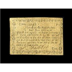 Massachusetts June 18, 1776 5s Extremely Fine. A scarce