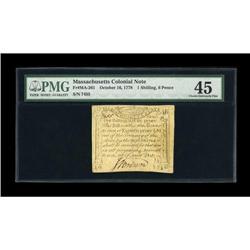 Massachusetts October 16, 1778 1s/6d PMG Choice Extreme