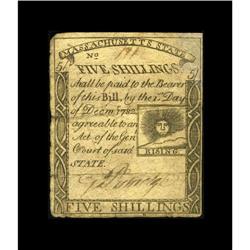 Massachusetts 1779 5s Fine-Very Fine. The upper right c