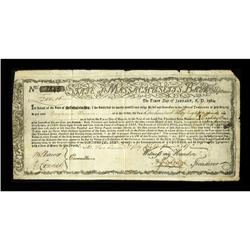 Massachusetts Commodity Bond January 1, 1780 Very Fine,