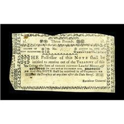New Hampshire August 24, 1775 $3 Very Fine. Very few p