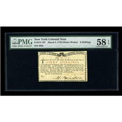 New York March 5,1776 (Water Works) 8s PMG Choice About