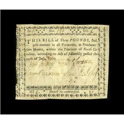 North Carolina July 14, 1760 $3 Very Fine. There is a