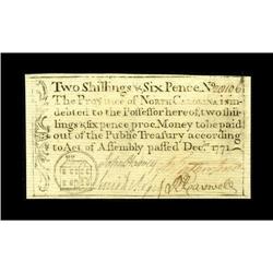 North Carolina December, 1771 2s/6d Choice New. This no